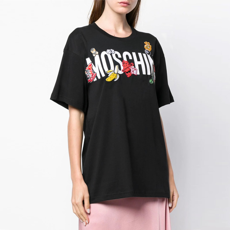 Moschino/莫斯奇诺新款卡通水果刺绣男女同款宽松短袖T恤EJ0711-图1