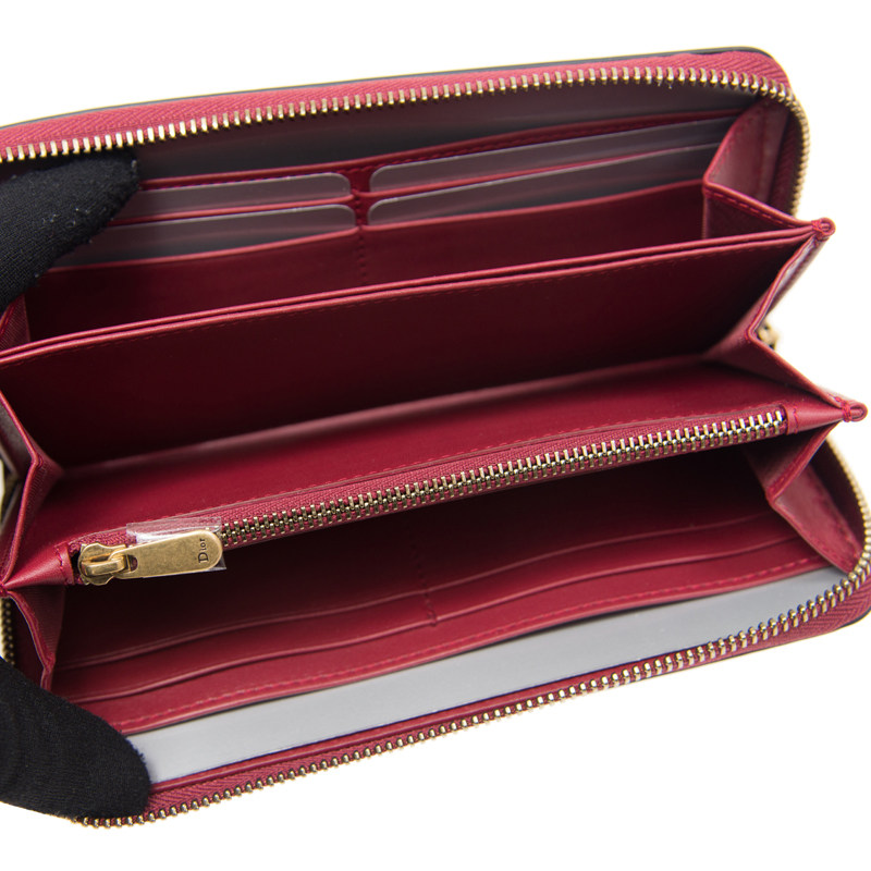 dior /迪奥新款女士红色牛皮钱包 集美海外钱包