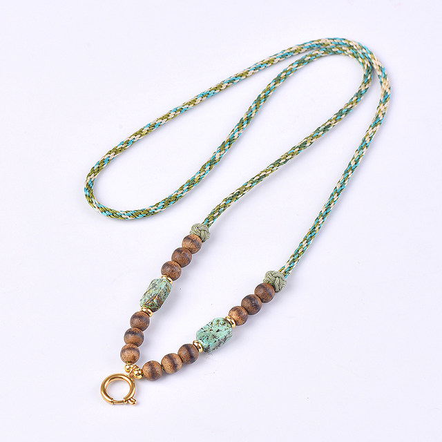 Natural turquoise agarwood hanging chain pendant lanyard