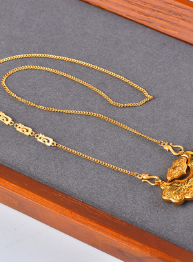 黄金锁包挂链锦鲤锁项链