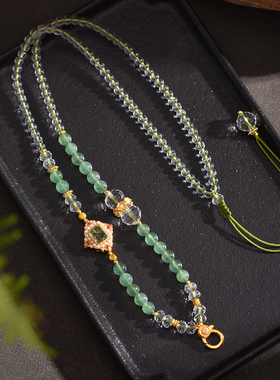 泰古天然绿草莓晶佛牌挂链