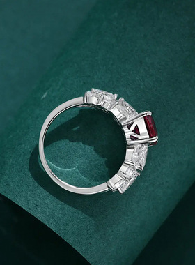 隆隆金珠宝新款S925银鸽血红7*9天使之翼戒指女百搭抖音直播款