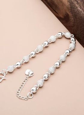 镀银手链女招财一光一砂银手镯可调节小众时尚实心送爱人礼物批发