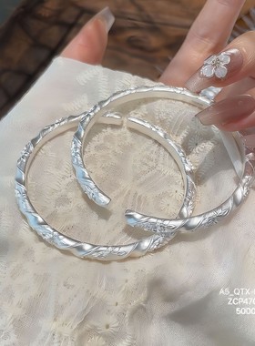 实心开口玫瑰银手镯贵妃心经复古貔貅珐琅心经婚礼铜首饰妈妈礼物