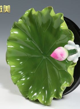 德化陶瓷客厅佛前莲花荷叶供果盘