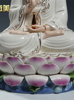 海浪彩绘供奉菩萨摆件观音佛像