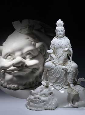 文殊菩萨供奉佛像摆件德化陶瓷