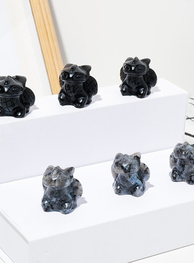 无牙仔黑曜石驯龙高手水晶原石雕刻半宝石矿石标本儿童礼物摆件