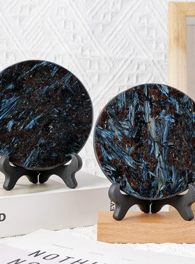 跨境天然水晶烟花石圆片摆件水晶原石打磨切片摆件家居装饰