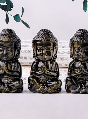 天然金耀石佛像雕刻件水晶原石如来佛摆件家居客厅玄关装饰品