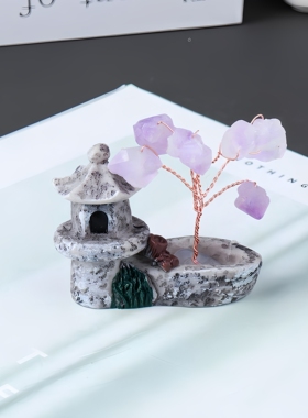 天然紫水晶牙花diy水晶树微景观摆件紫水晶原石矿标鱼缸造景装饰