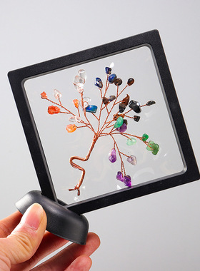 水晶招财树黑相框摆件铜线不定型花束半成品 水晶碎石树配件饰品