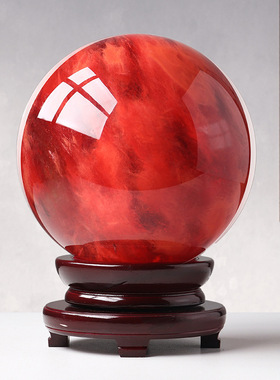 厂家批发红熔炼红色水晶球家居办公摆件鸿运当头乔迁开业送礼