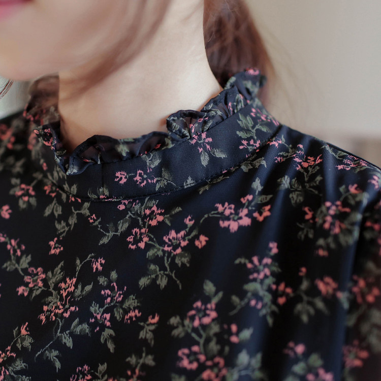 半高领加绒2020秋冬修身洋气小衫 宝采尔蕾丝衫/雪纺衫