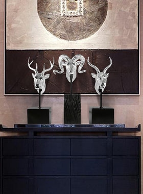 欧式风家居客厅书房牛头艺术品