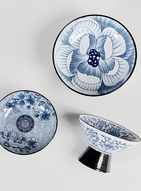 陶瓷青花高脚果盘茶点餐厅