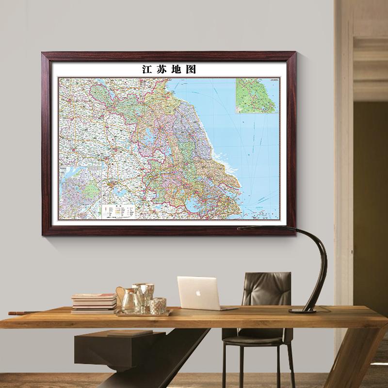 江苏省地图挂图2023新版办公室挂画南京苏州无锡常州市区定制有框 - 图0