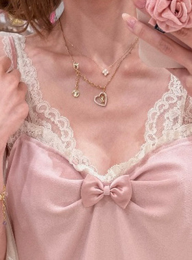 甜妹龙心同款四叶草爱心项链