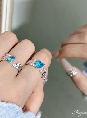 千金首饰里蓝色收藏开口戒指