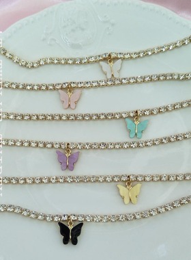蝴蝶少女风满钻百搭小众项链