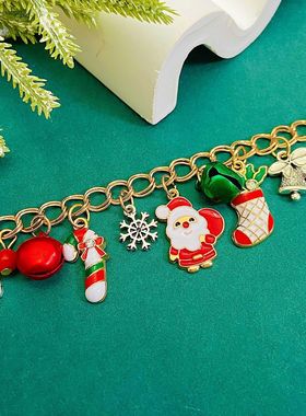 跨境圣诞节合金滴油圣诞树手链