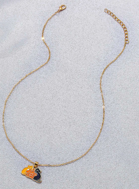 万圣节创意卡通滴油猫咪项链