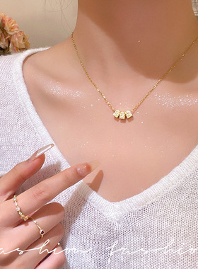 胖迪合金锁骨链金色不规则小项链