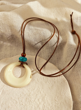 复古豹纹时尚毛衣吊坠项链