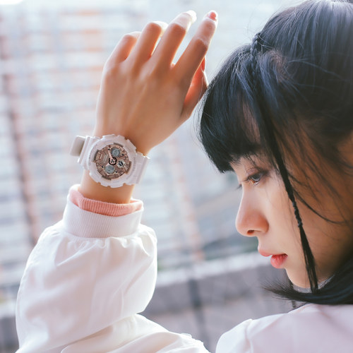送礼卡西欧手表女babyg正品轻奢樱花粉运动学生电子表GMAS120 - 图2