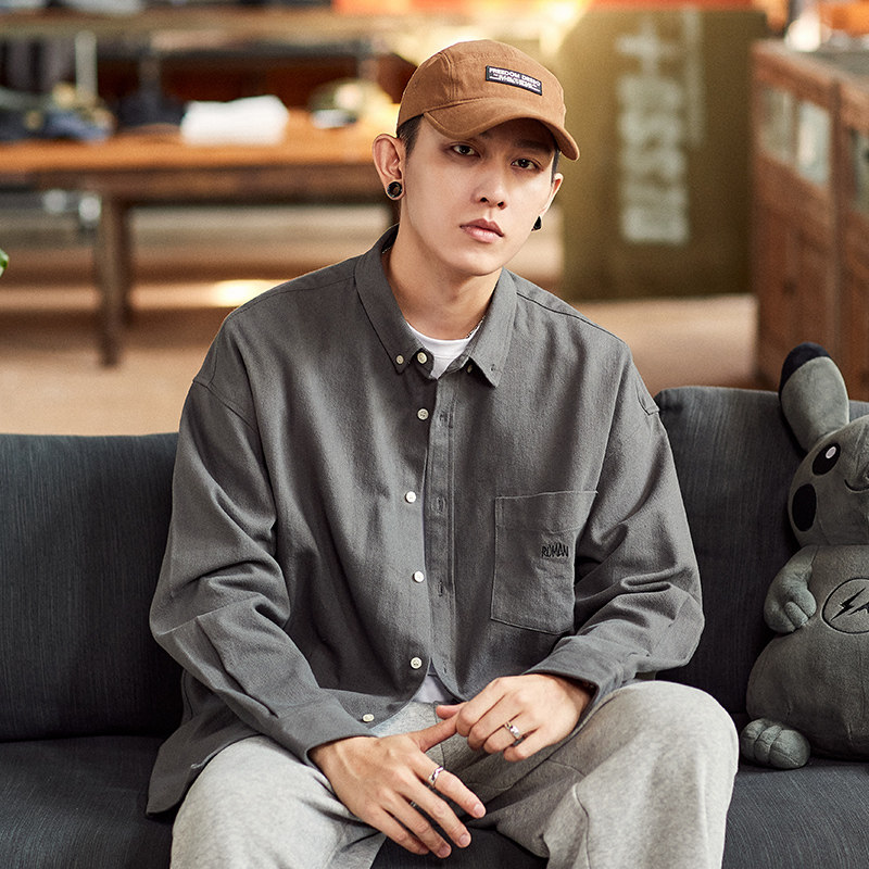 唐狮长袖男2021秋季新款港风潮衬衫 唐狮喜之乐衬衫