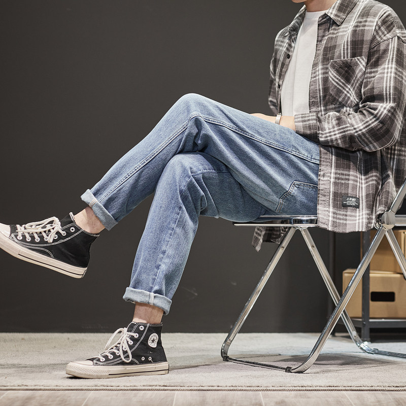 唐狮2022年春装新款男宽松w休闲裤 唐狮喜之乐牛仔裤