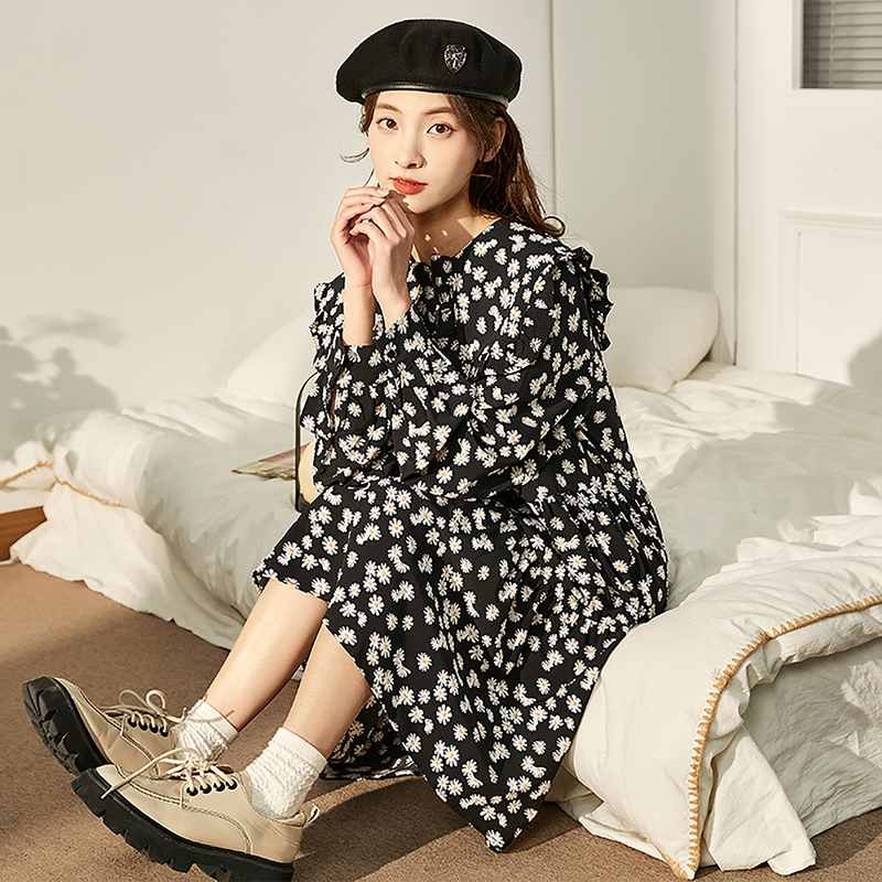 11点官补4到手95.9】唐狮碎花连衣裙女长袖