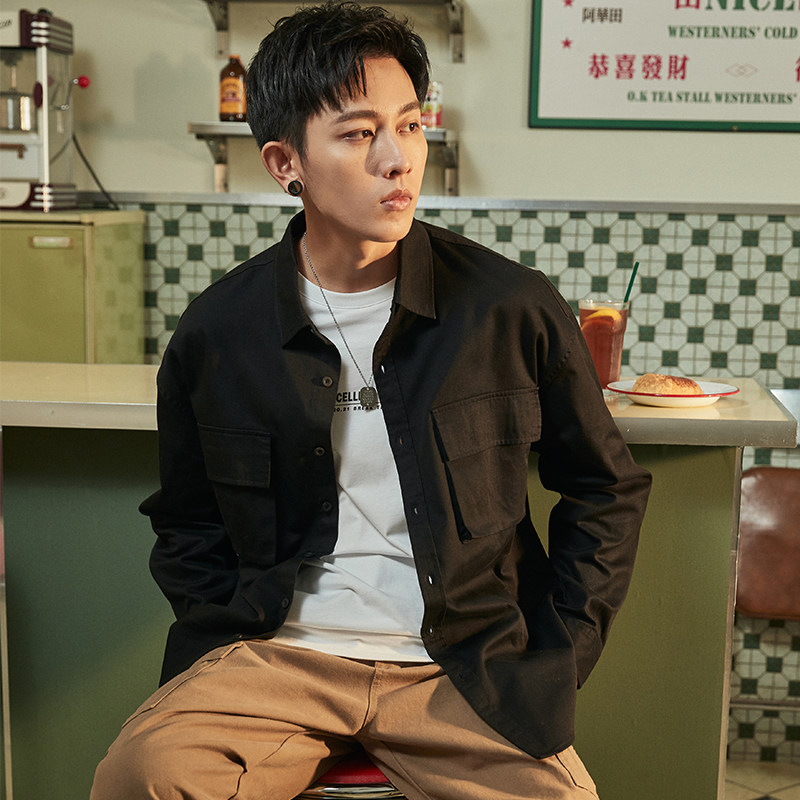 唐狮官方旗舰店2020秋新工装男衬衫 唐狮福悠衬衫