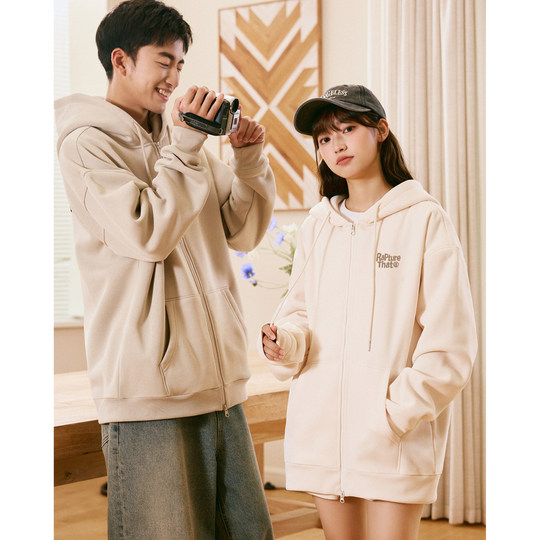Tangshi spring and autumn new couple hooded sweatshirt men's casual long-sleeved cardigan jacket women's couple wear trendy