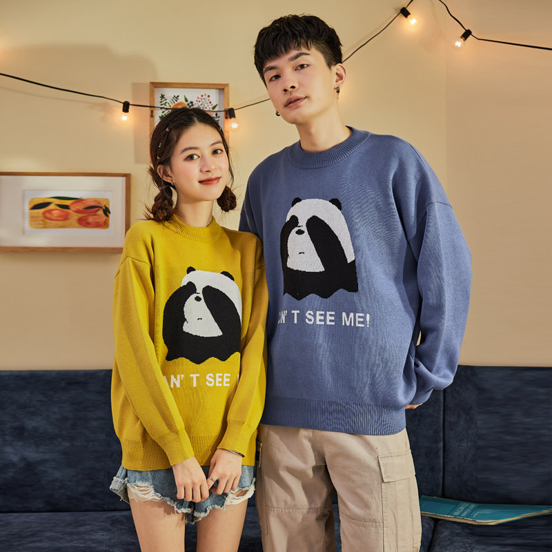 唐狮情侣男2021春秋新款卡通毛衣 唐狮喜之乐针织衫/毛衣