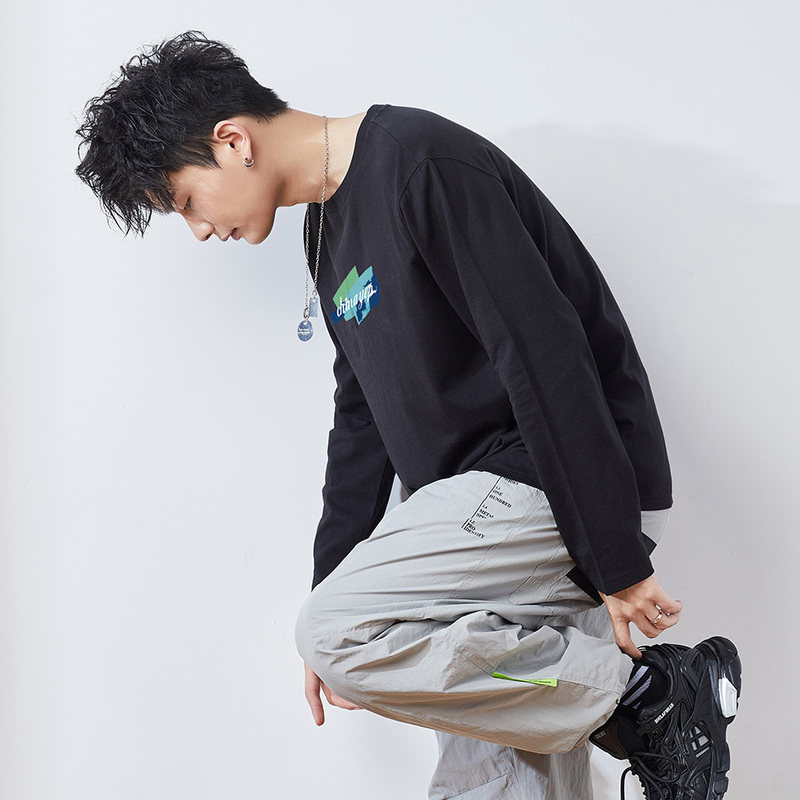 唐狮2021秋季新款情侣长袖棉打底衫 唐狮喜之乐T恤