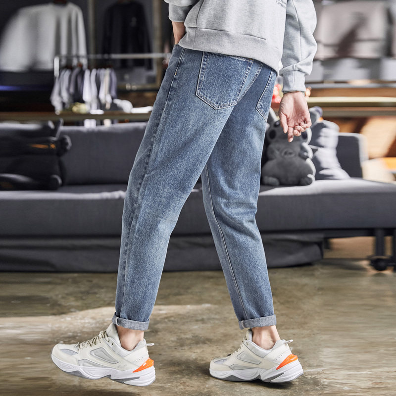 唐狮2021秋冬新款黑色男潮牛仔裤 唐狮喜之乐牛仔裤