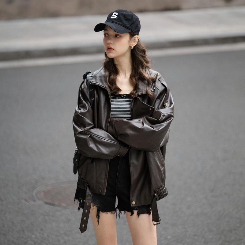 唐狮2026秋冬季女翻领加绒皮衣时尚感百搭流行通勤高级感女外套,淘宝优惠券,粉丝福利购,淘宝优惠卷