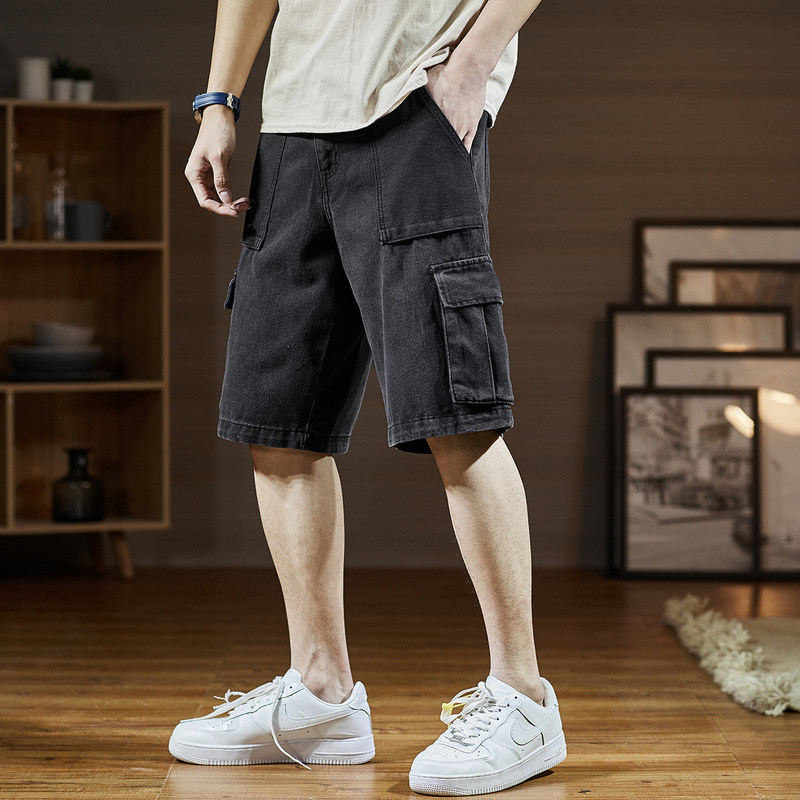 唐狮2020夏季新款牛仔宽松潮中短裤 唐狮天悦牛仔裤