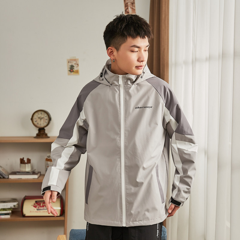 唐狮官方旗舰店2020秋拼色印花夹克 唐狮福悠夹克