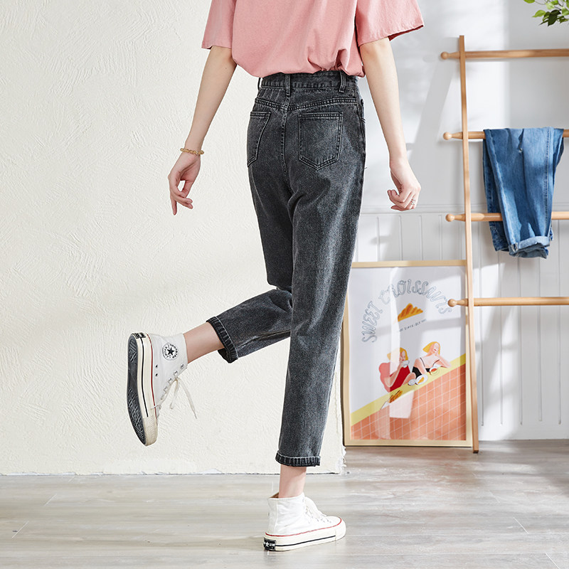 唐狮2021年秋冬新款高腰牛仔裤女 唐狮喜之乐牛仔裤