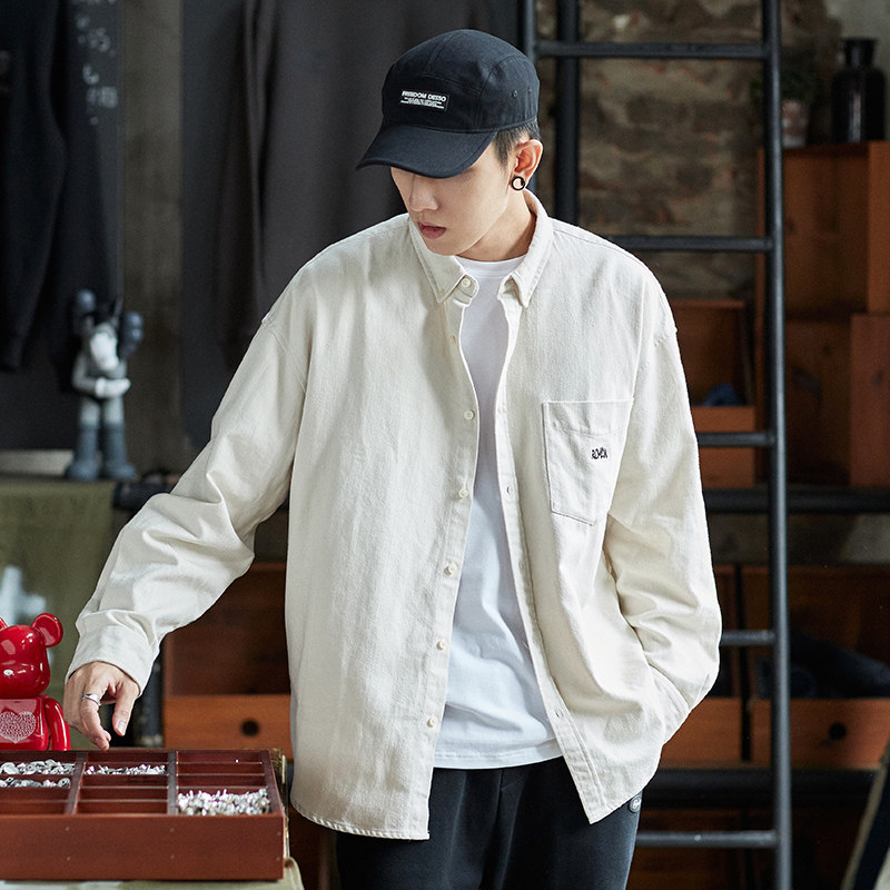 唐狮2021秋季长袖男港风日系潮衬衫 唐狮衬衫