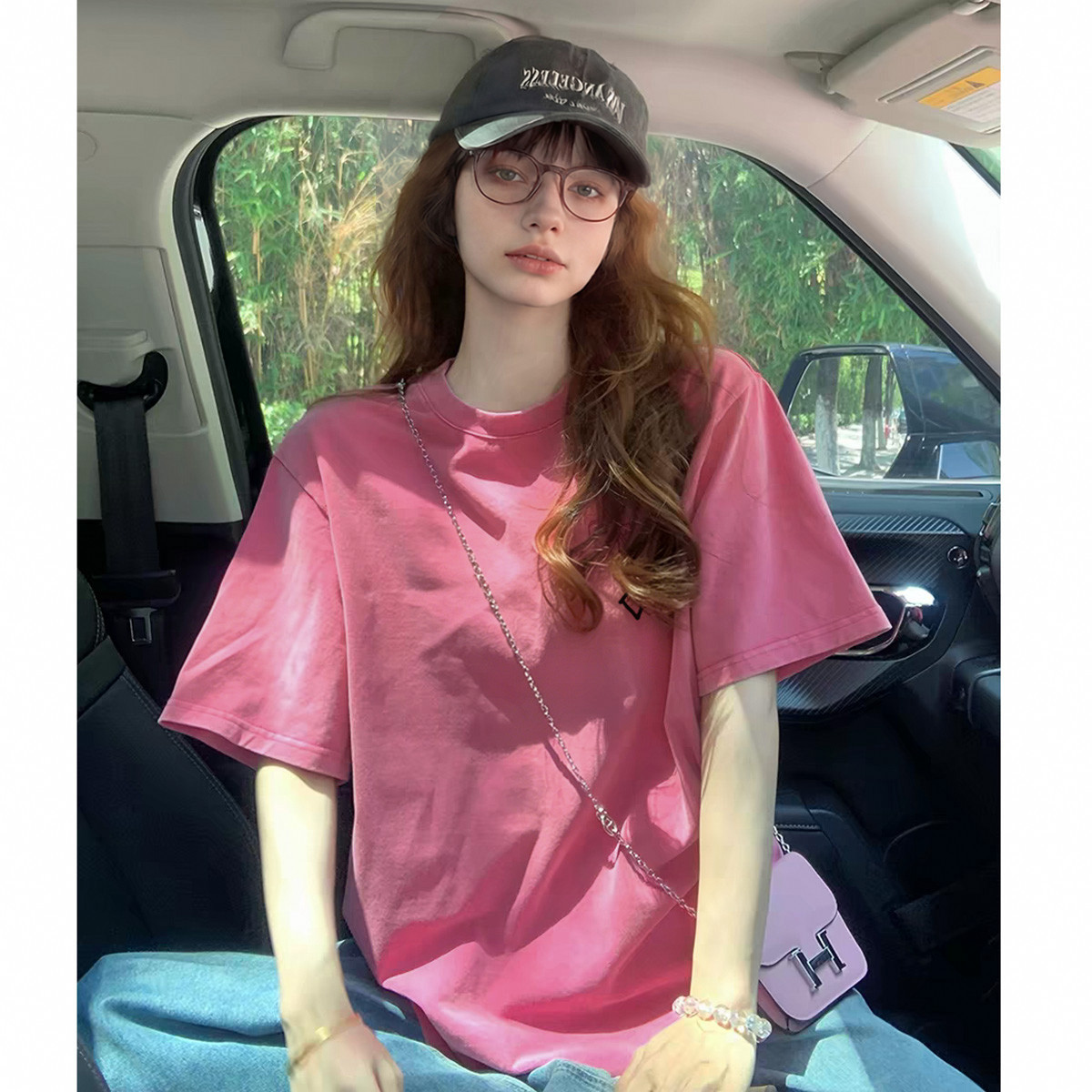 唐狮美式复古甜酷少女涂鸦T恤女夏季落肩后背设计感百搭短袖上衣 狮 实拍商品图