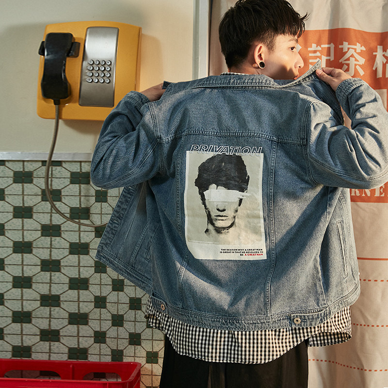 唐狮牛仔男士2020秋装新款印花夹克 唐狮喜之乐夹克