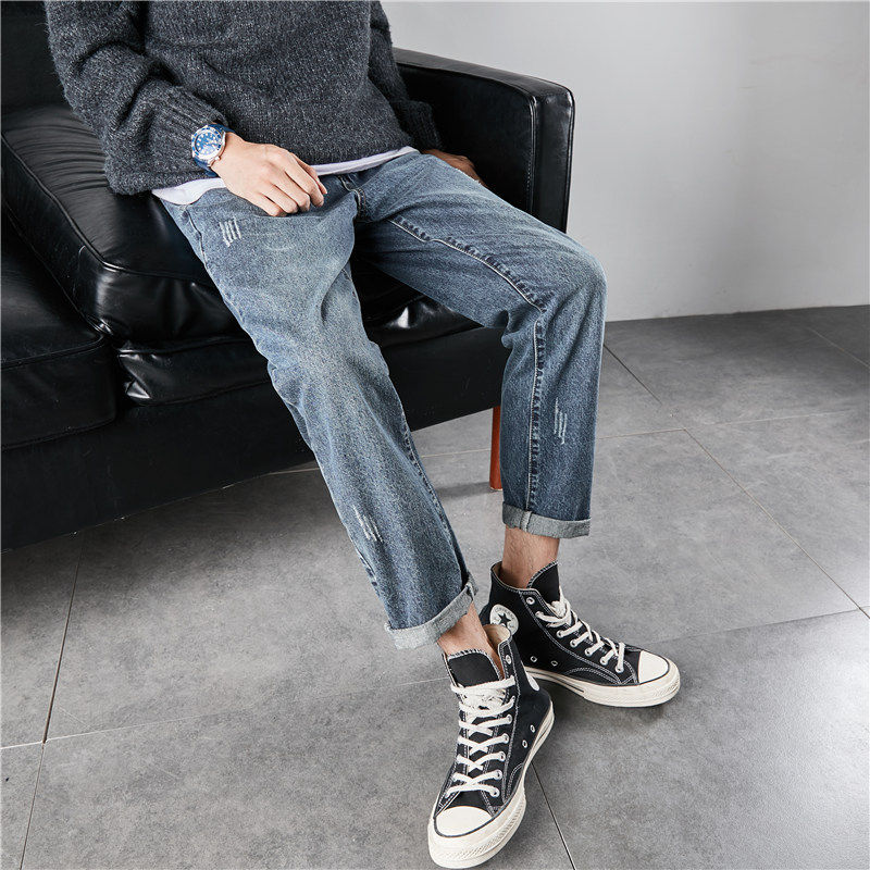 唐狮2020冬季新款直筒潮宽松牛仔裤 唐狮天悦牛仔裤