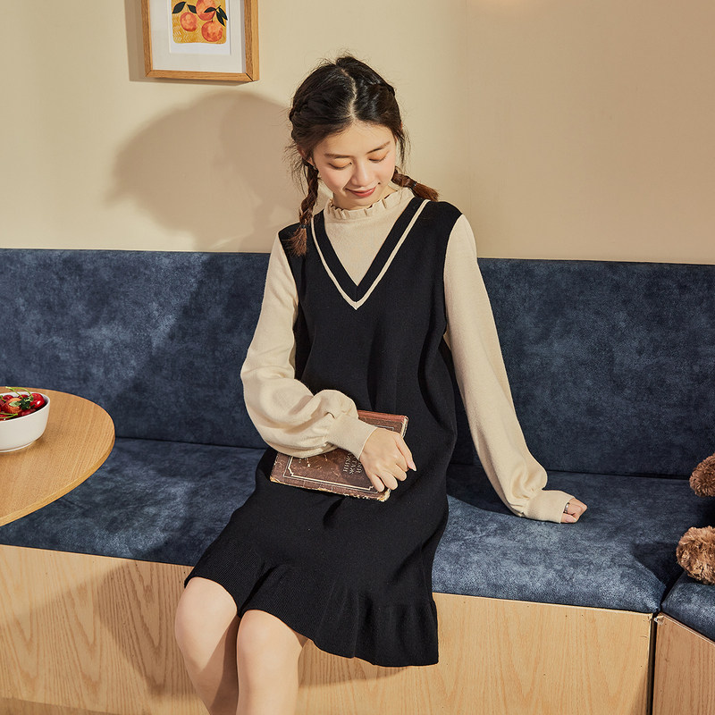 唐狮2021秋冬新款连衣裙时尚假两件 唐狮连衣裙