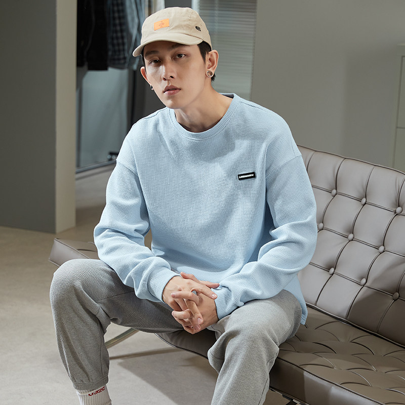 唐狮2022春季新款华夫格长袖打底衫 唐狮喜之乐T恤