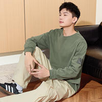 唐狮春秋新款长袖T恤男宽松纯棉圆领