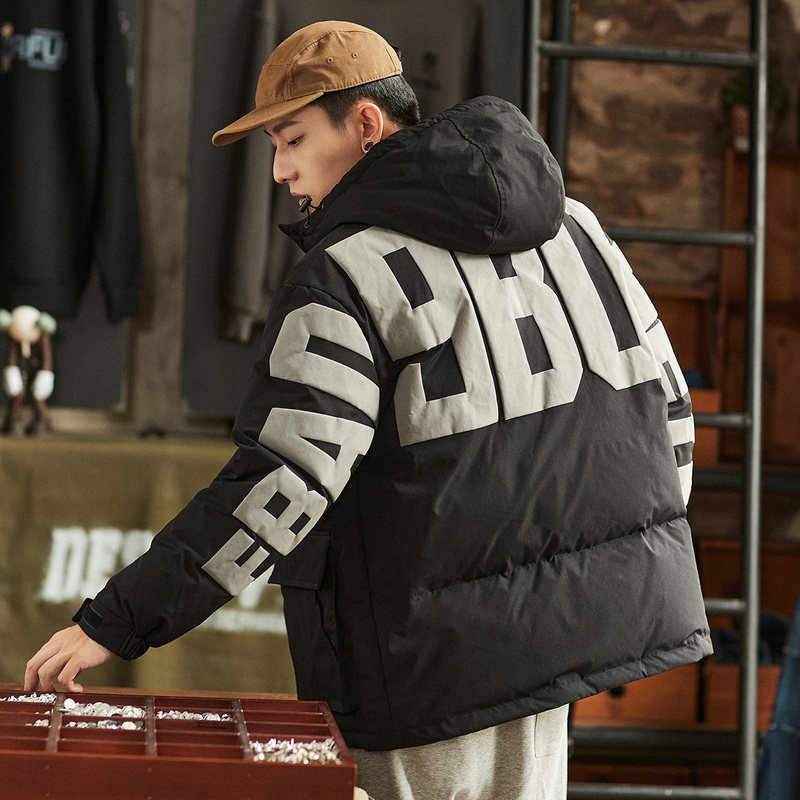 唐狮2021冬季新款连帽后背印羽绒服 唐狮喜之乐羽绒服