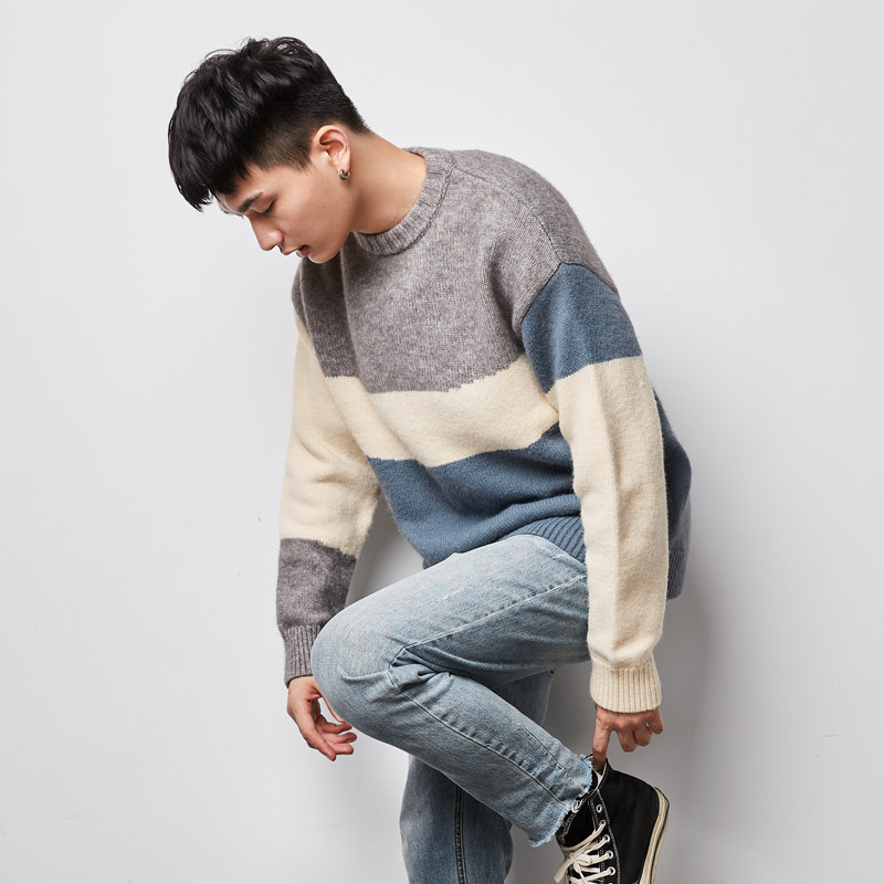 唐狮2020秋冬新款男士拼接针织衫 唐狮天悦针织衫/毛衣